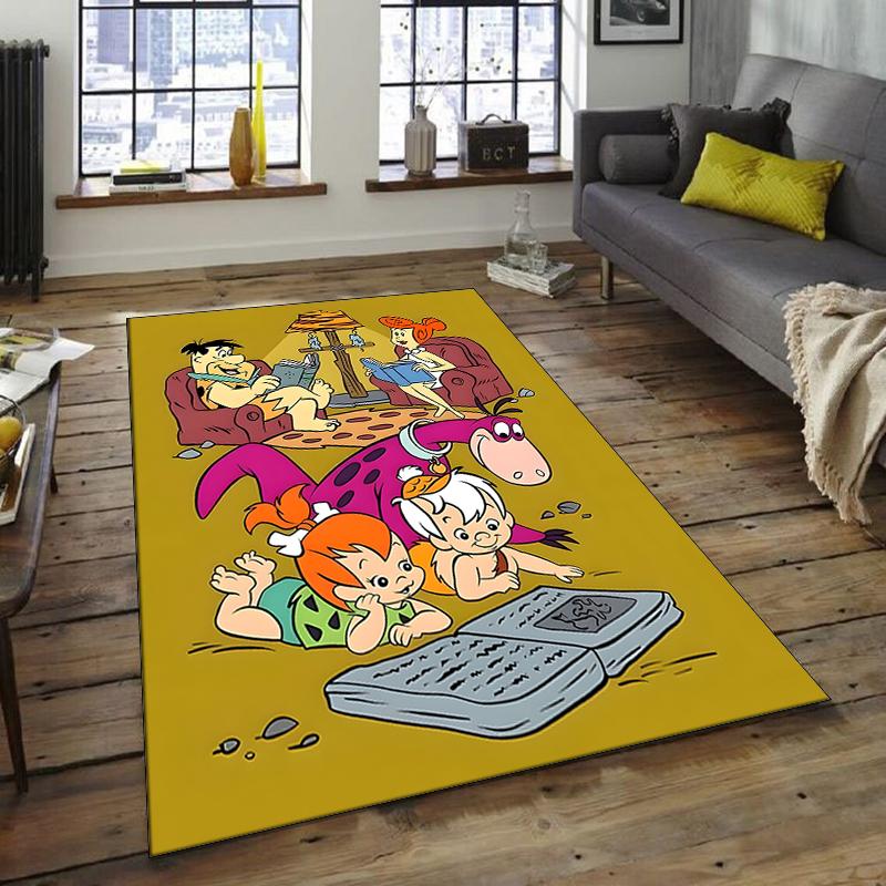 1pc Flintstone Design Area Rug - Non-Slip, Soft & Cozy Floor Mat for Living Room, Bedroom, Office - Indoor/Outdoor Decorative Carpet