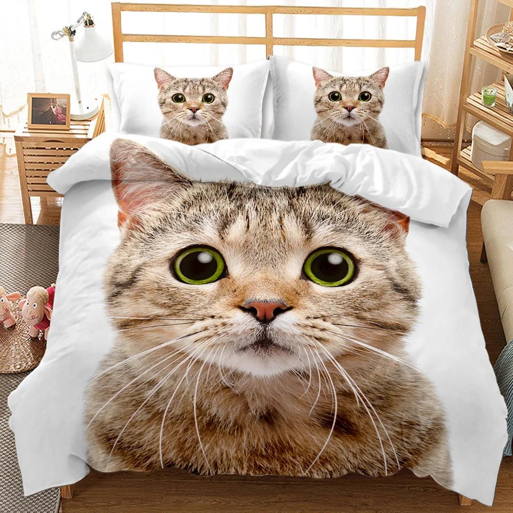 Cat Duvet Cover Set Cool Cat In Hat With Sharp Eyes Animal Twin Bedding Set Bedclothes Queen King Size Polyester Qulit Cover