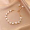 Gold Color Beads Pearls Mixed Adjustable Chain Bracelet Elegant Exquisite Bangles For Women  Jewelry Gift
