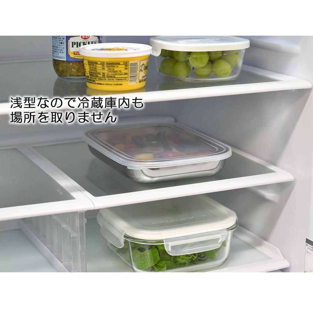 Oaks Leye Stainless Steel Shallow Tray, Small, with Lid, Made in Japan, Dishwasher Safe, for Food Preparation and Storage, LES3237