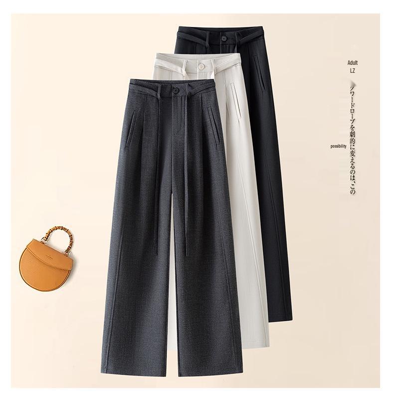 Wool Blend Wide-Leg High Waist Pants for Women - Autumn/Winter 2025: Thick, Versatile & Comfortable