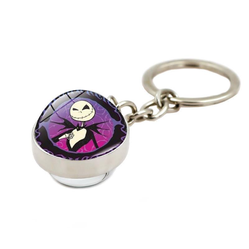 Elegant Nightmare Before Christmas Crystal Glass Ball Keychain Stylish Zinc Alloy Charm