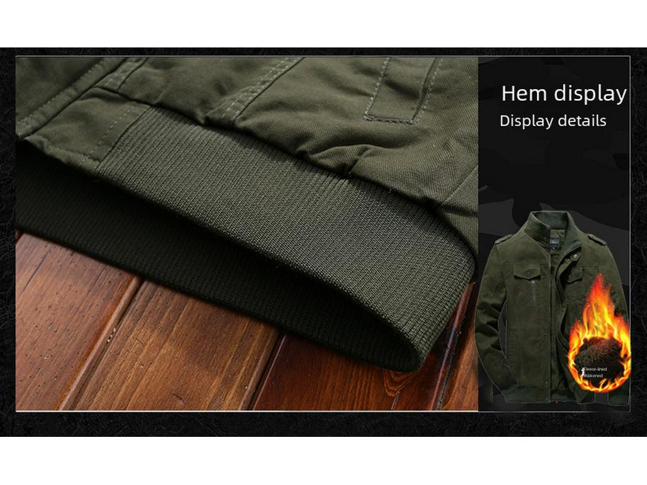 Men's Winter Plus Velvet Thickened Pure Cotton Military Jacket