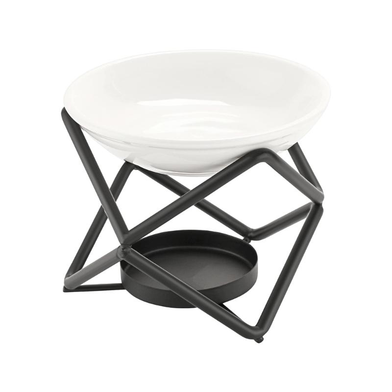 Aromatherapies Diffuser Wax Melt Burners with Ceramics Bowl Metal Tealight Holder Rack for Enhancing Home Aesthetic