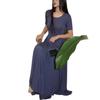 European and American women's clothing summer new fashion slim and thin round neck short-sleeved pleated pendulum long dress