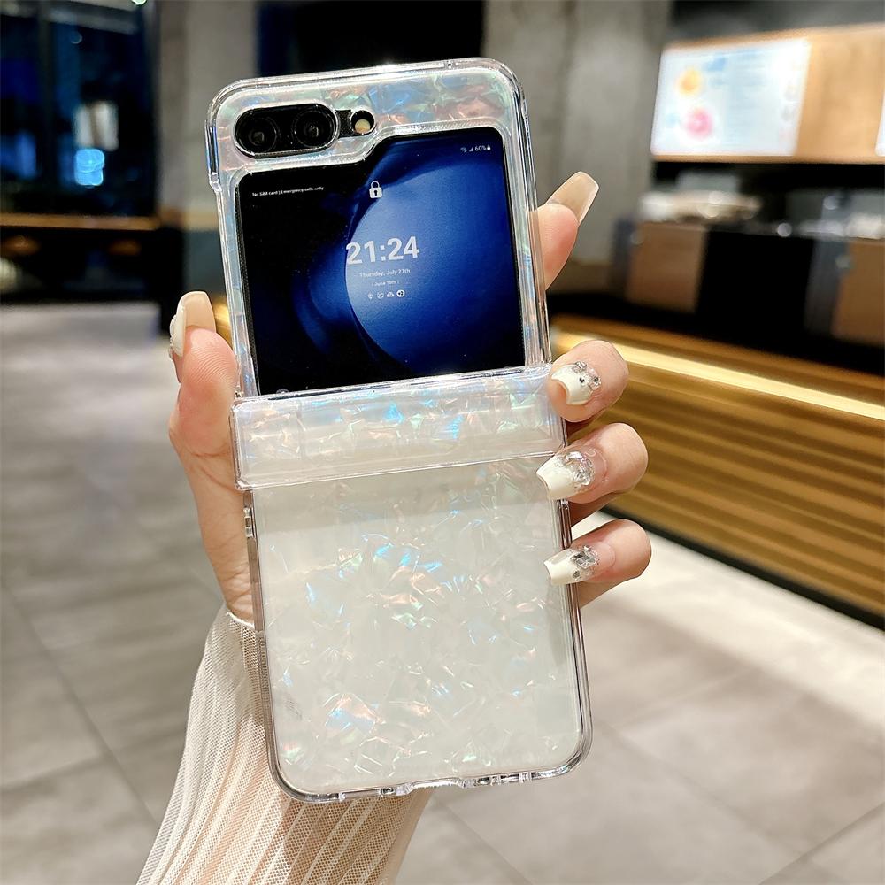 Glitter Dream Shell Pattern Case For Samsung Galaxy Z Flip5 6 Shockproof For Galaxy Z Flip 5 Z Flip 6 Z Flip 4 Z Flip3 5G Cover