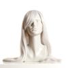 Long white wig 100 cm cosplay anime manga hair straight bangs cap