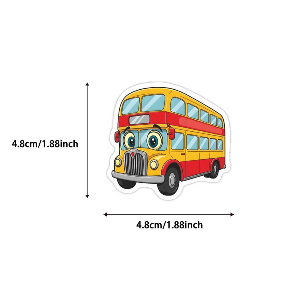 50 Sheets Cartoon School Bus & Cute Planner Stickers for Phone Cases, Suitcases, and Notebooks