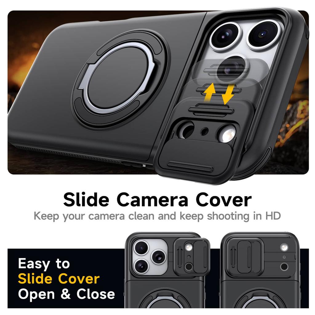 WEFOR for iPhone 17 16 15 14 13 12 Pro Max 11 Case with Card Holder & Kickstand & Slide Camera Lens Cover & Wallet Rugged Cover