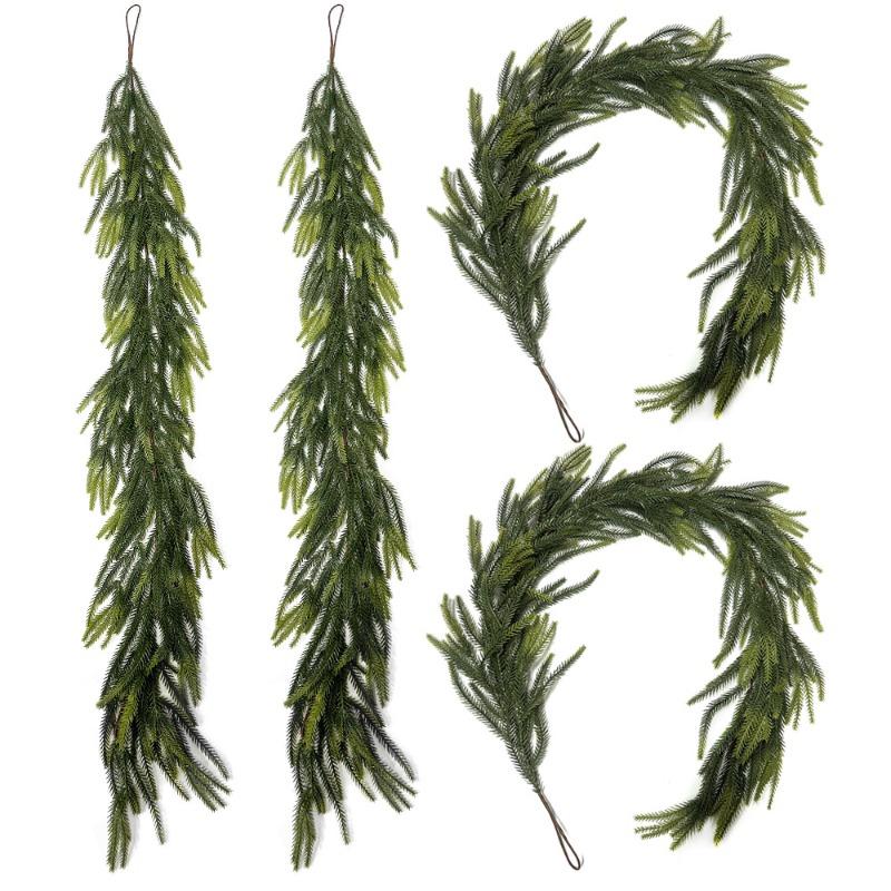 Artificial Soft Rubber Simulation Green Plant, Vine and Vine Home Christmas Door Hanging Pine Needle Decorative Pendant