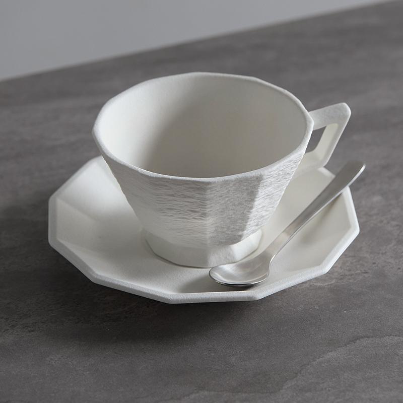 Simplicity Stone Patterned Ceramic Mug and Dish Set Creative Office Latte Coffee Mug Milk Mug Household Water Cup Tea Cup