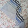 Used HANAE MORI Large Linen Blend Stole, Blue Tones, Solid and Stripe Pattern, Made In Italy