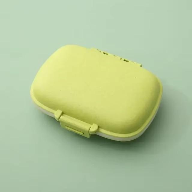Travel Friendly Mini Portable 8 Grids Wheat Sealed Medicine Organizer Container Tablets Storage Dispenser Box