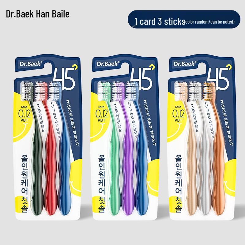 Japanese Brand Dopamine Adult Wide Head Soft Bristle Toothbrush - 3 Pack for Couples
