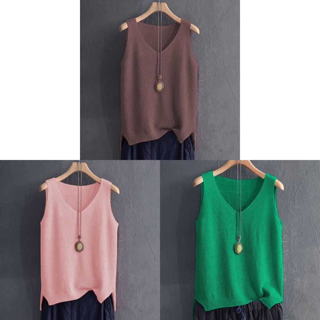 Summer Womens Loose Knit Tank Top With Ice Silk Fabric For Casual Wear