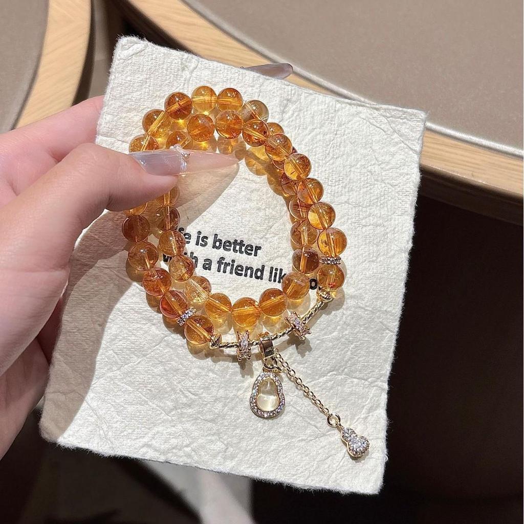 Yellow Pagoda Crystal Bracelet: Elegant Design Women's Jewelry Gift with Certificate