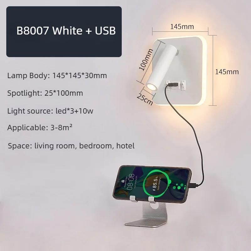 Minimalist LED Wall Mounted Reading Light Rotatable Bedside Wall Lamp Bedroom Decorative Wall Sconce Spotlight