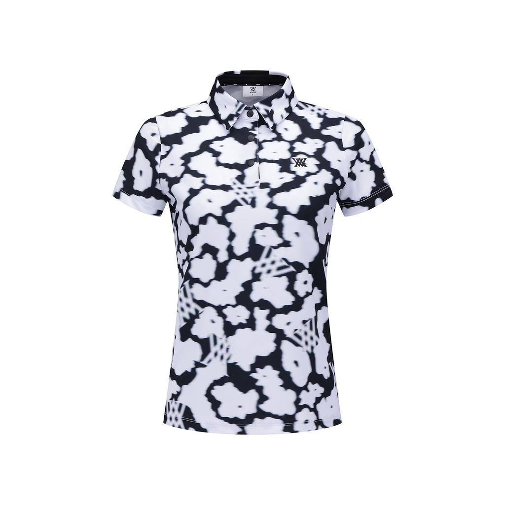 ANEW GOLF Women Fa Flower Pattern Short T-Shirt_Wh