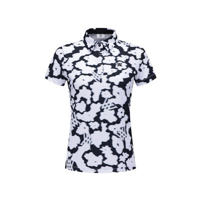 ANEW GOLF Women Fa Flower Pattern Short T-Shirt_Wh