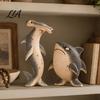 Whimsical Home Accents Funny Shark Duo Figurine, Resin Standing Desk Ornament for Office Accessories Living Room Bedroom Table Decor, Cute Collectible