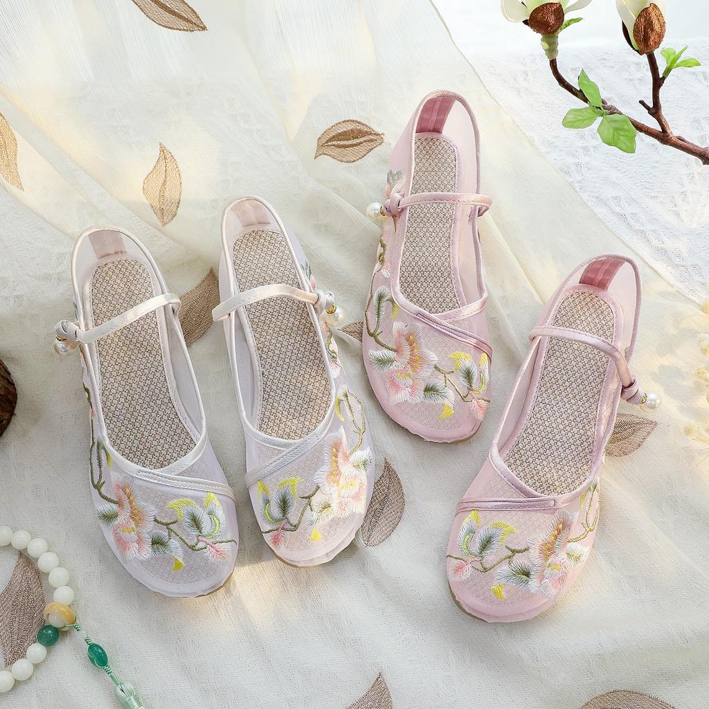 [Die Man] 2024 New Chinese style mesh cloth shoes temperament cheongsam old Beijing retro embroidered shoes ancient shoes