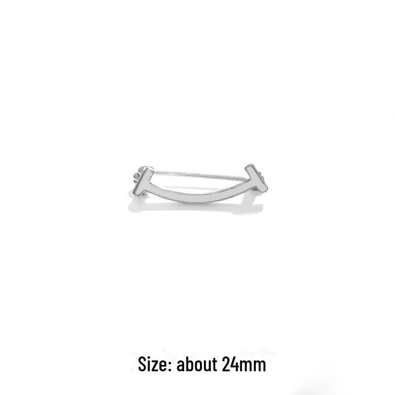 Smiley Face Pin - Elegant Anti-Exposure Shirt Collar Decor for Women