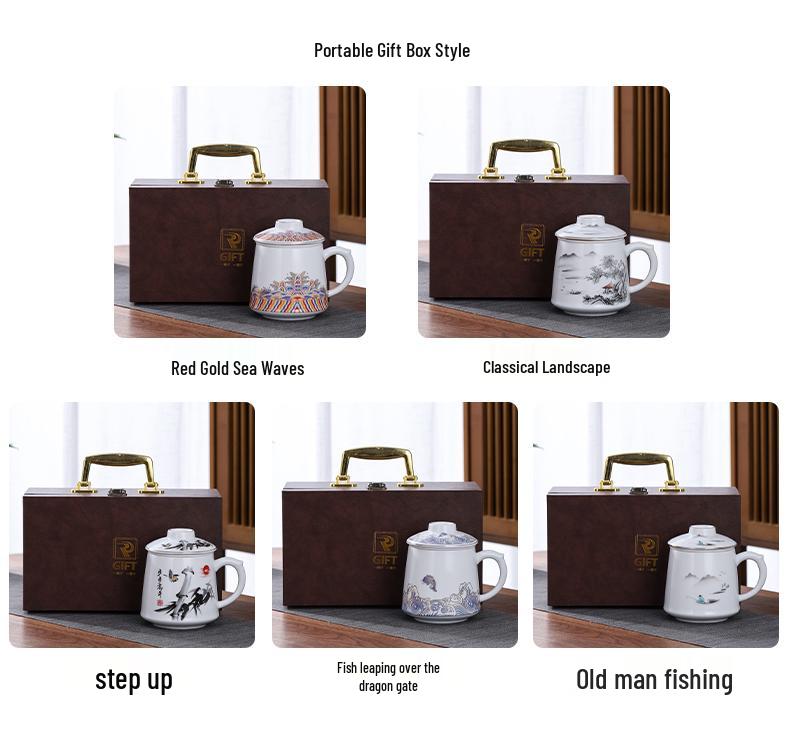 Ceramic Tea Infuser Mug with Lid and Custom Logo - Large Capacity