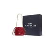 Coach Faye 18 Gold Logo Kordelzug Beuteltasche Knitterleder Mini Umhängetasche Rot Damen Taschen CDB68-IMPX1