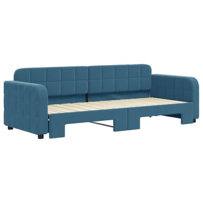 VidaXL Daybed with Pull-out Bed Blue 80x200 Cm Velvet 3196921