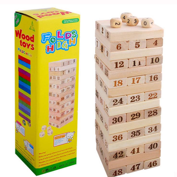 48-Piece Natural Wood Stacking Blocks - DDG01 Educational Toy Wood