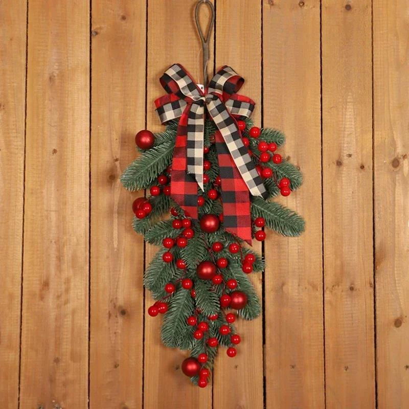 New Christmas Red Fruit Lattice Knot Decoration Fascia Santa Claus Bedroom Hangings Lintel Christmas Party Home Decor Accessory