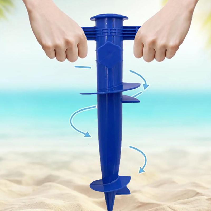 Ancora Base Ombrellone in Plastica Regolabile Supporto Picchetto Trivella Per Fissaggio Su Terreno Sabbioso Spiaggia Patio Sole