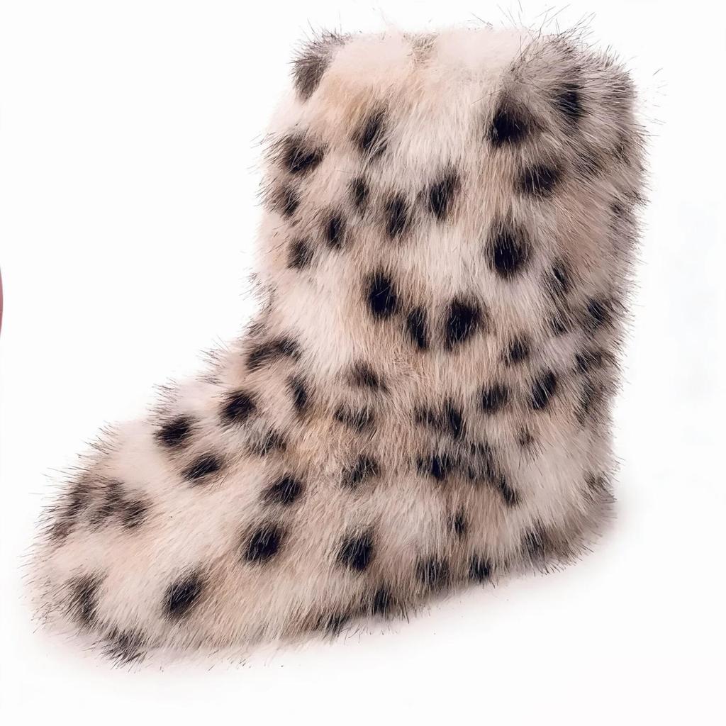 Women's Mid-Calf Snow Boots with Raccoon and Fox Fur
