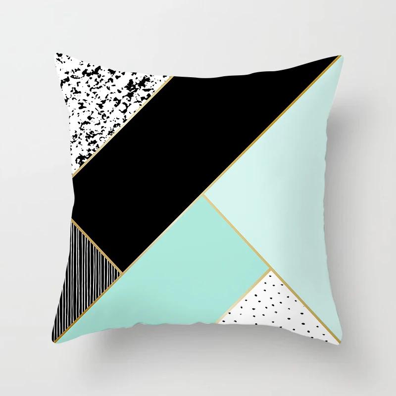 Mint Geometric Cushion Cover Polyester 45X45CM Pillowcase Home Decorative Throw Pillow Covers