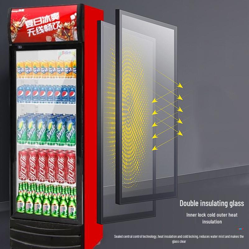 Supermarket Beverage Display Freezer - Upright Single/Double Door Refrigerator for Drinks and Beer Preservation