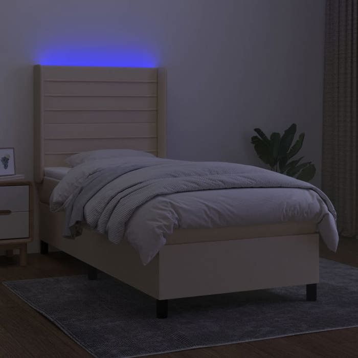 VidaXL Sommier à Lattes de Lit avec Matelas et LED, Lit Rembourré, Lit Simple, Lit Adulte de Chambre à Coucher Intérieur, 3138354