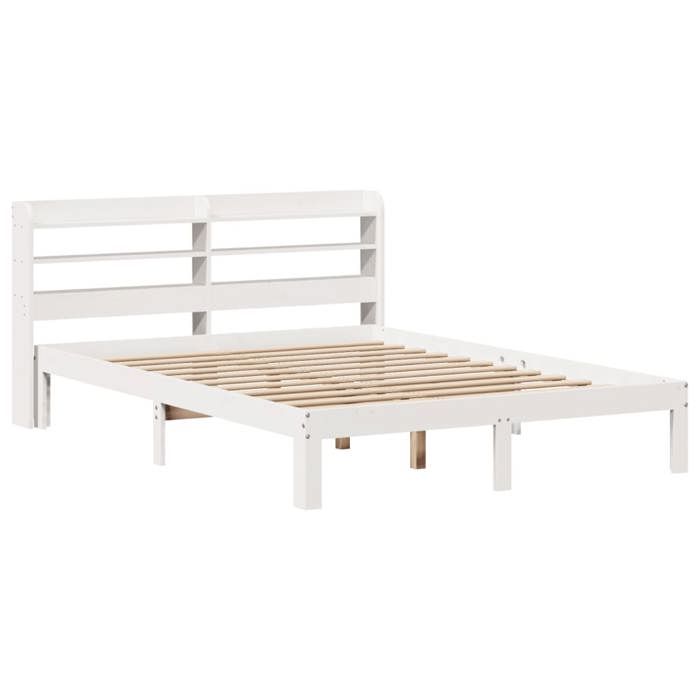 VidaXL Bed Frame with Headboard White 140x200 Cm Solid Pine Wood, Bed, Bedroom Furniture, Wooden Bed, Bed 3306789