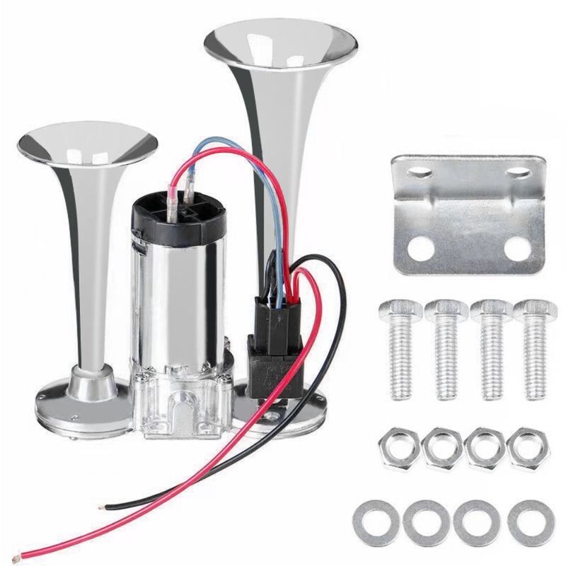 Bus Horn 12V/24V Electric Horn 120DB Dual Trumpets Air Horn Heavy Duty Wear-resistant Car Horn Motorcycle