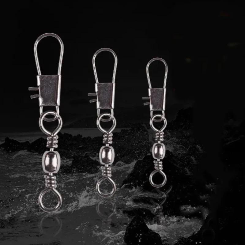 Fishing Tackle Accessories 4cm 100pcs Pack Swivels Fishing Connector Pin Bearing Rolling Swivel Snap Fastlock Clips Fishhook
