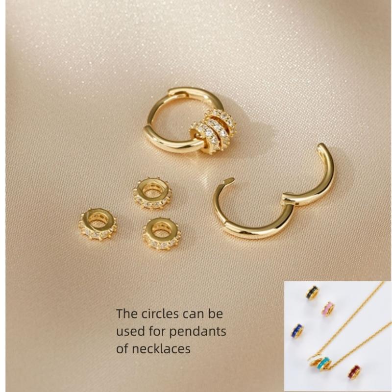 Fine Jewelry 925 Silver Hoop Earring for Women Micro Inlay Zircon 925 Sterling Silver Earrings Circle Pendant Earrings