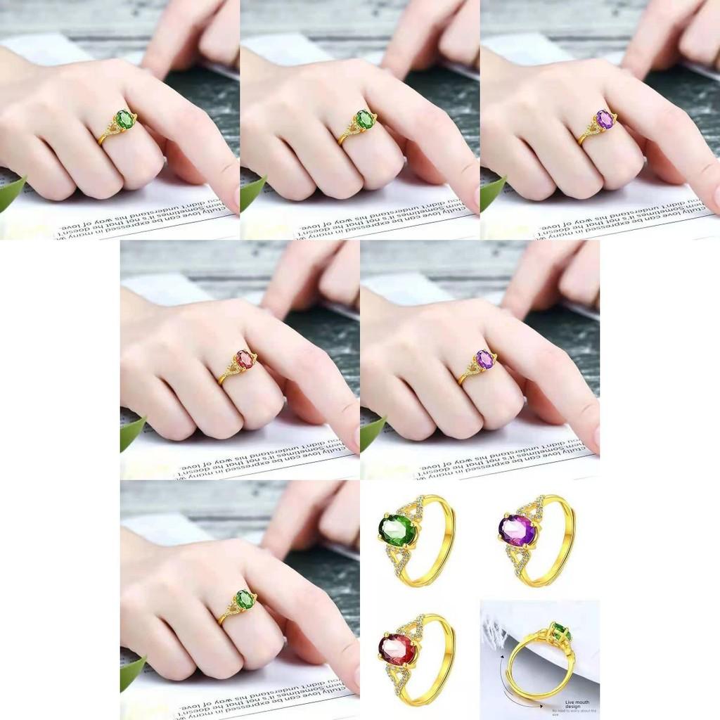 Fashionable Vietnamese Sand Gold Ring With Sparkling Rhinestones For Women
