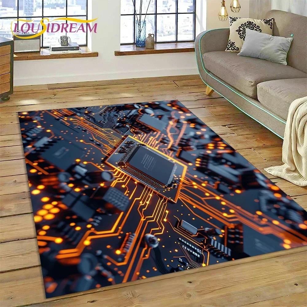 PCB Circuit Board 3D Chip CPU Carpet Rug for Bedroom Living Room Home Sofa Decoration,Children Game Large Decor Floor Mat Gift