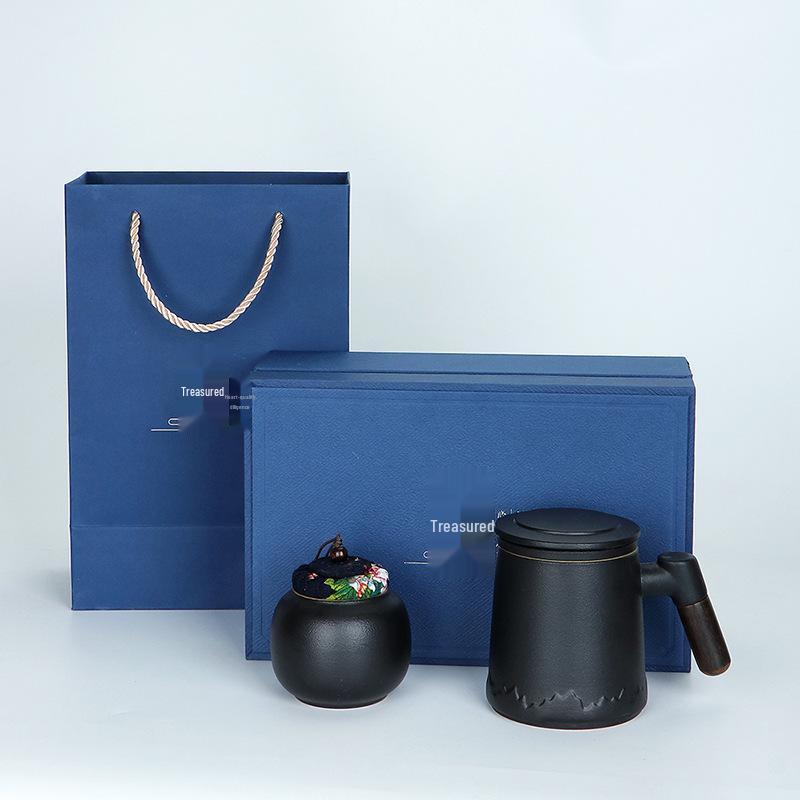 Ceramic Tea and Water Separation Office Mug - Simple Brewing Cup for Business Gifts
