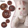 50Pcs 4 Holes Solid Color Wooden Round Buttons Clothing Buttons DIY Sewing Craft