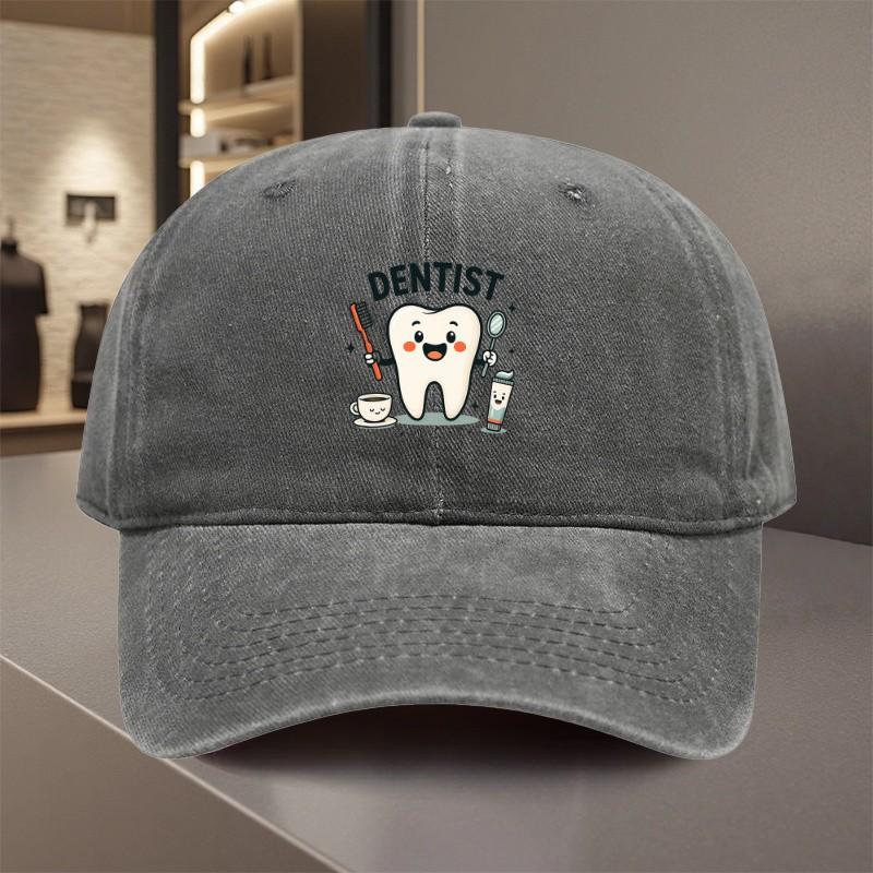 Dentist Cartoon Tooth Casual Baseball Cap Cotton Adjustable Outdoor Sports Hat Unisex