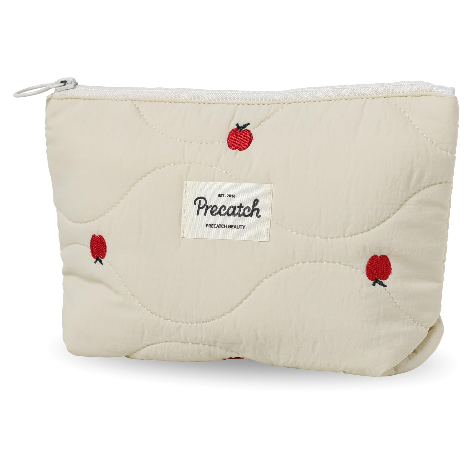 

Precatch Cosmetic Large Capacity Makeup Stylish Floral Embroidered Easy to Soft Storage Bag Women s Pouch, Pouch/Bathroom Pouch, Design, Carry, бежевый