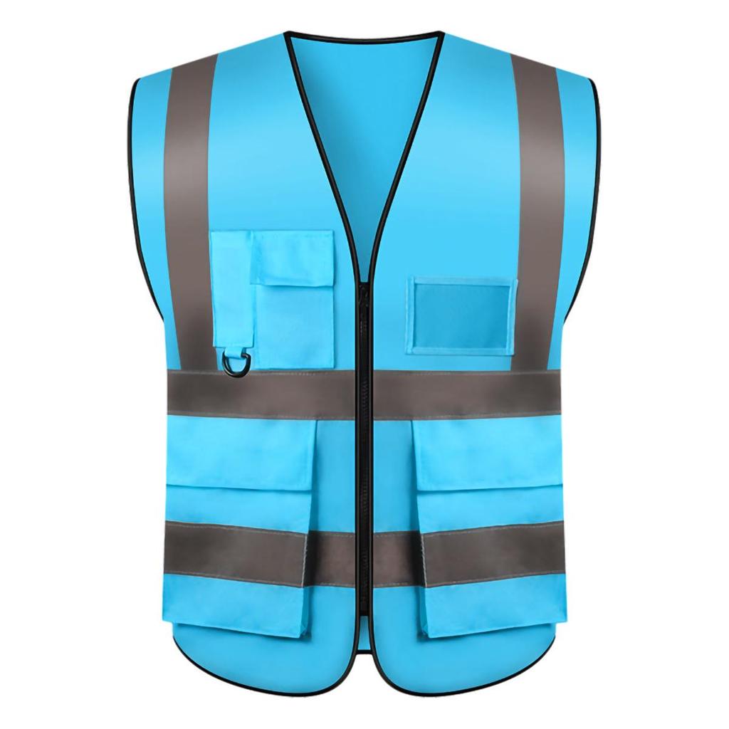 Multi-Pocket Reflective Safety Vest for Construction, Sanitation, and Traffic Workwear - Customizable.
