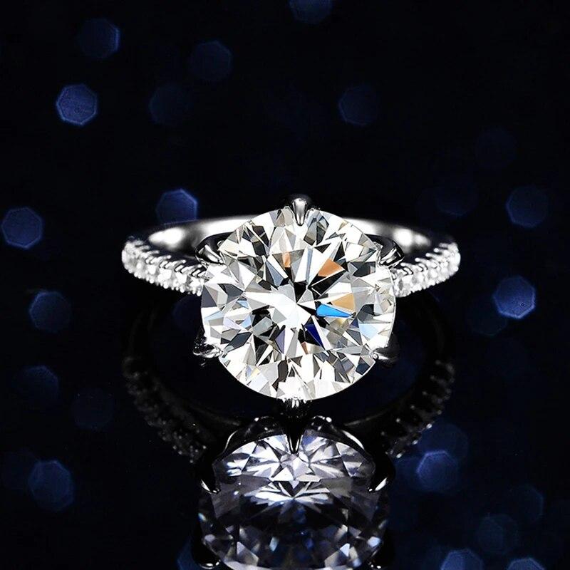 White Gold Plated 5ct Genuine Moissanite Solitaire Ring for Women Brilliant Cut 100% Solid Silver Wedding Womans Ring GRA
