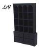 Sand Table Landscaping Props Miniature Dollhouse Bookcase 1:12 Scale Retro Arched Display Cabinet with Drawers Furniture Matte Black Simulation for