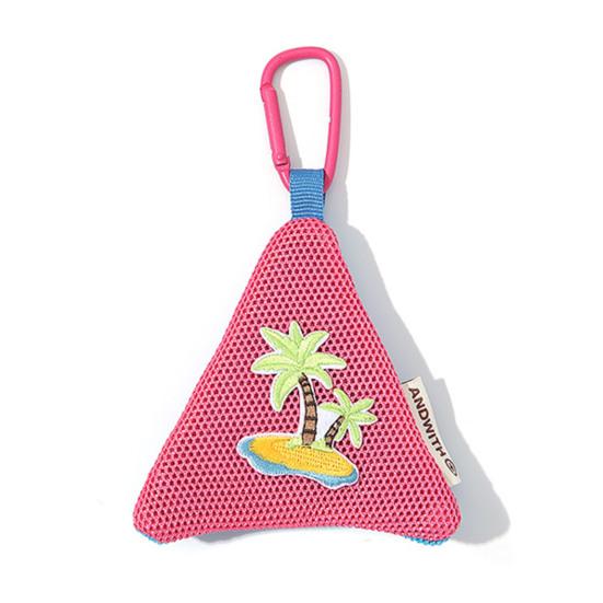 

Triangular Coin Purse Compact Mesh & Hanging Buckle Pouch with Zipper Mini Lightweight Storage Pouch with красный